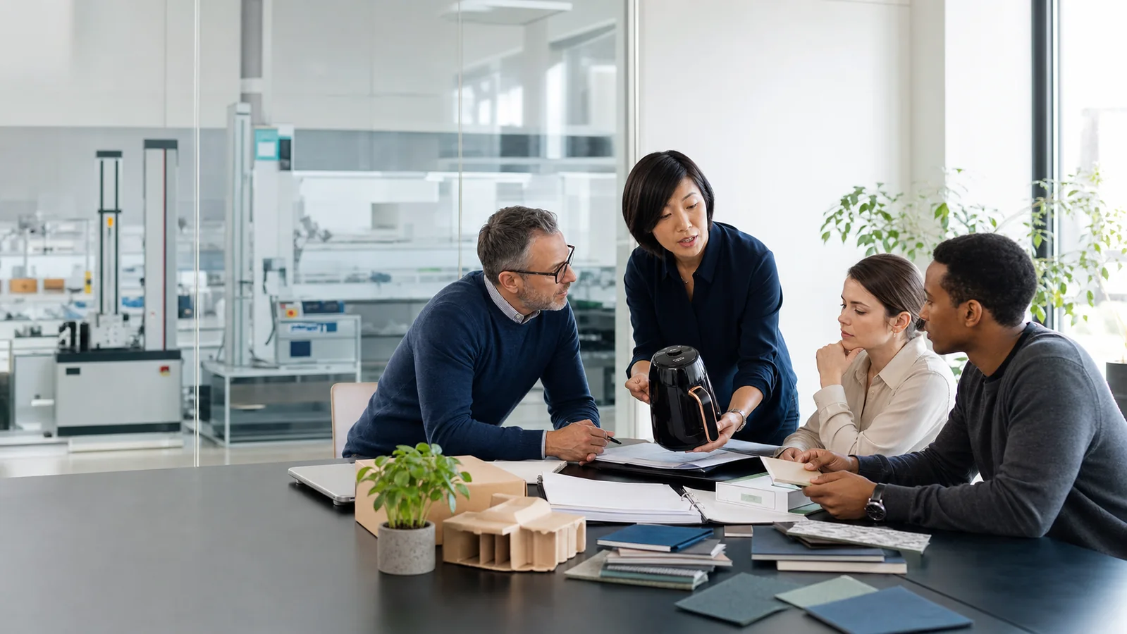 ConforIQ specialists reviewing a product, packaging, testing, and documentation plan